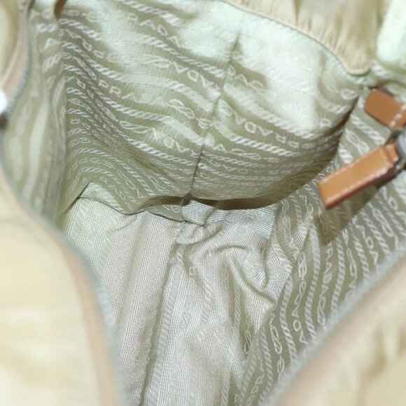 PRADA Tote Bag Nylon Beige Silver Auth 131176 - Picture 12 of 16